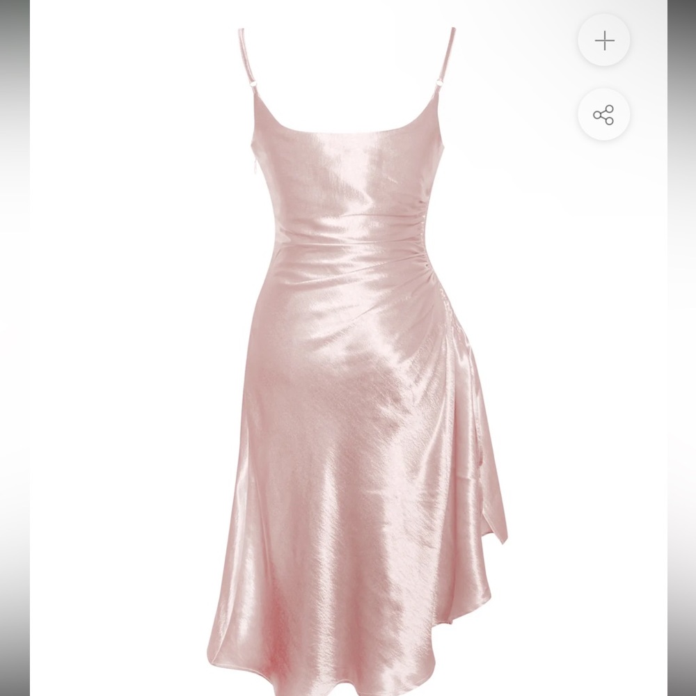 Miss Circle pink/metallic satin like strapped dress with high slit - Picture 5 of 7